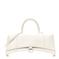 Shiny Box Calfskin Tonal B Hourglass Stretch Top Handle Bag White
