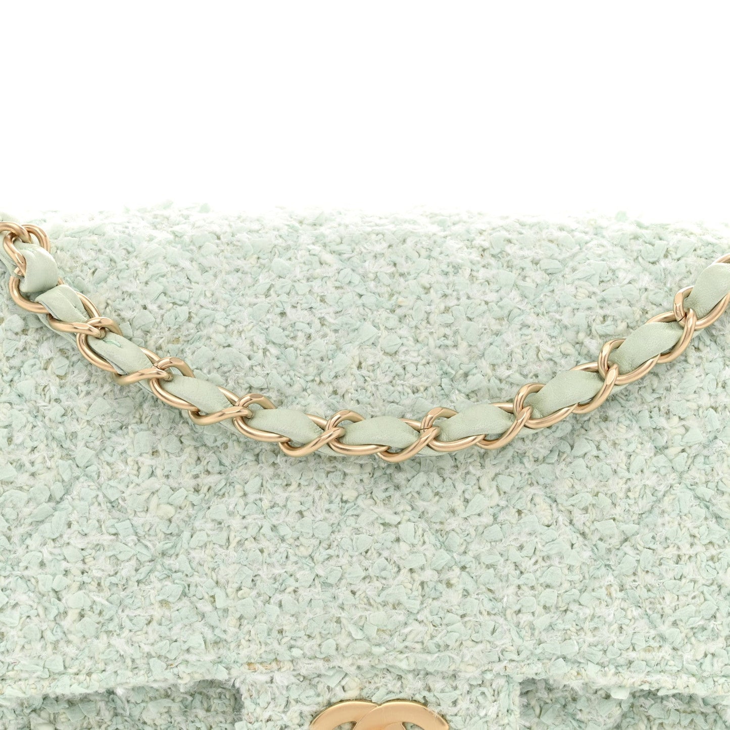 Tweed Medium Double Flap Light Turquoise