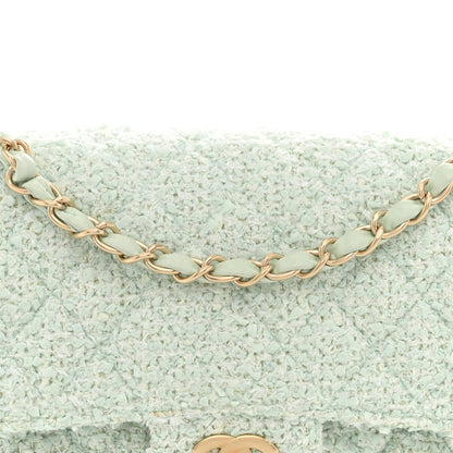 Tweed Medium Double Flap Light Turquoise