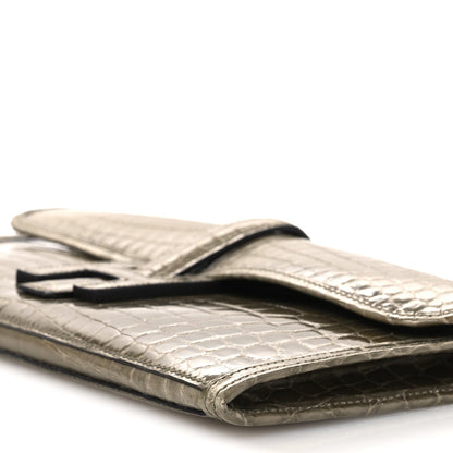 Shiny Niloticus Crocodile Jige Elan 29 Clutch Gris Tourterelle