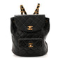 Lambskin Quilted Drawstring Backpack Black