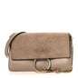 Suede Calfskin Small Faye Shoulder Bag Motty Grey