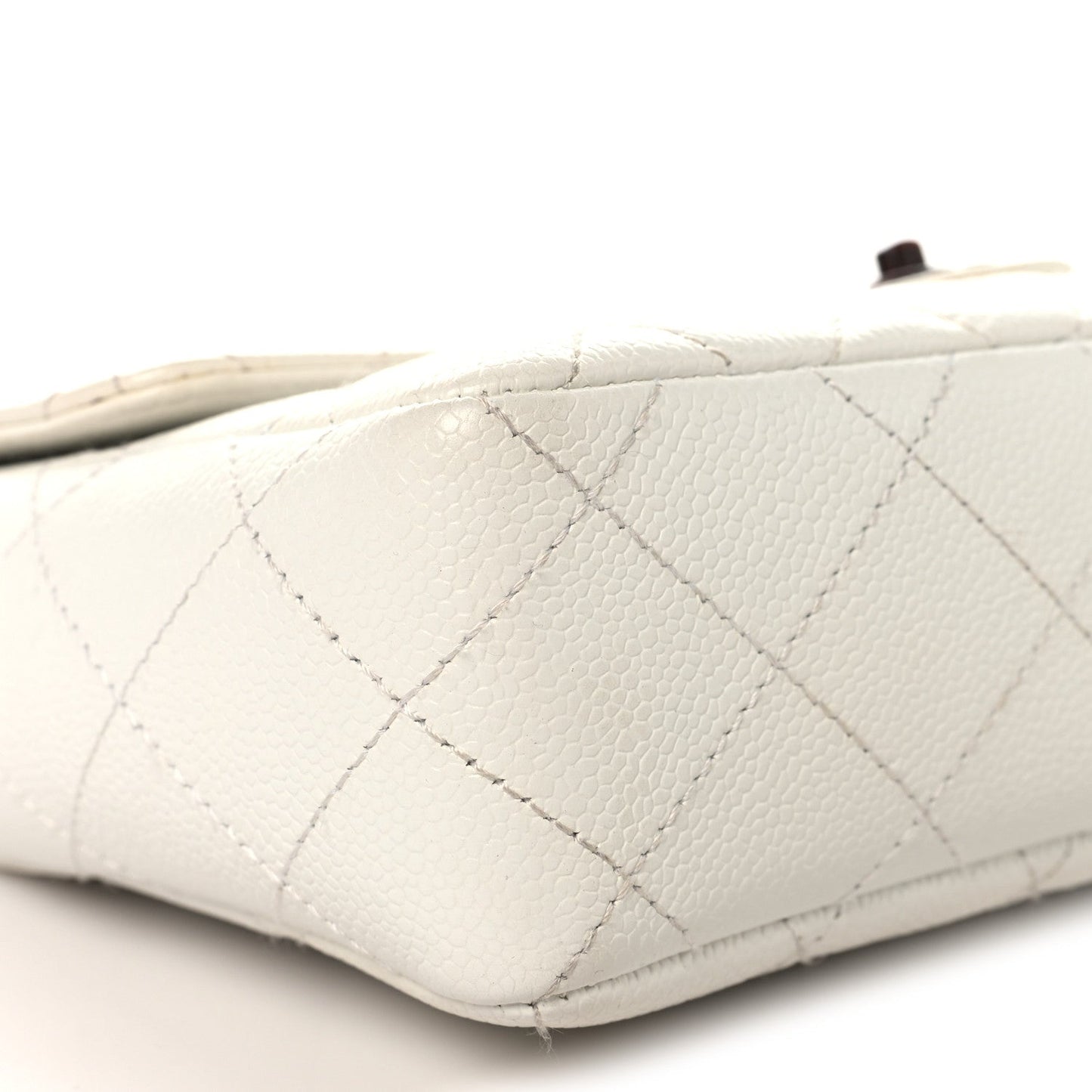 Caviar Quilted Tortoise Medium Single Flap White