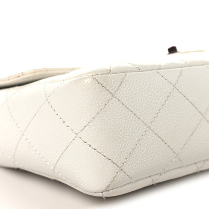 Caviar Quilted Tortoise Medium Single Flap White