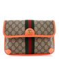 GG Supreme Monogram Web Small Ophidia Belt Bag Beige Ebony Orange Fluo