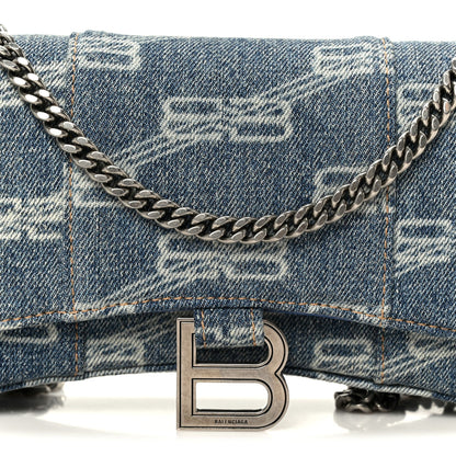 Denim BB Monogram Hourglass Chain Bag Blue