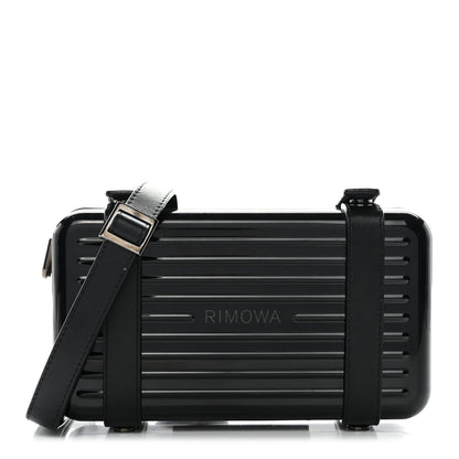 X RIMOWA Aluminum Personal Clutch On Strap Black
