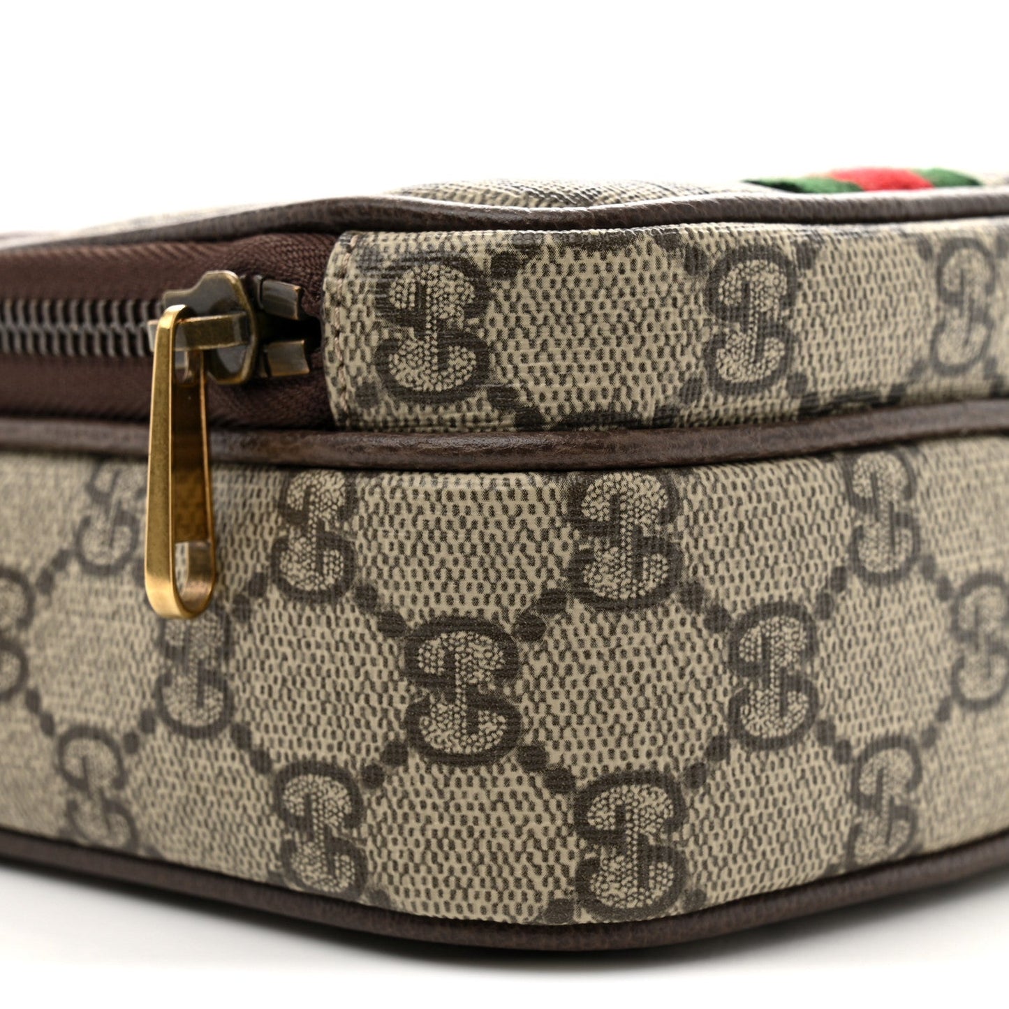 GG Supreme Monogram Web Mini Ophidia Double Zip Messenger Bag Beige New Acero
