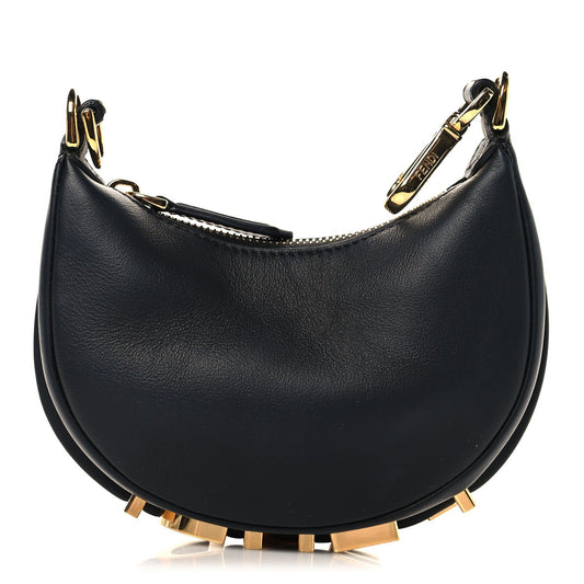 Vitello Grace Matte Nano Fendigraphy Hobo Charm Black