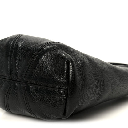 Grained Calfskin Small Spin Tote Black