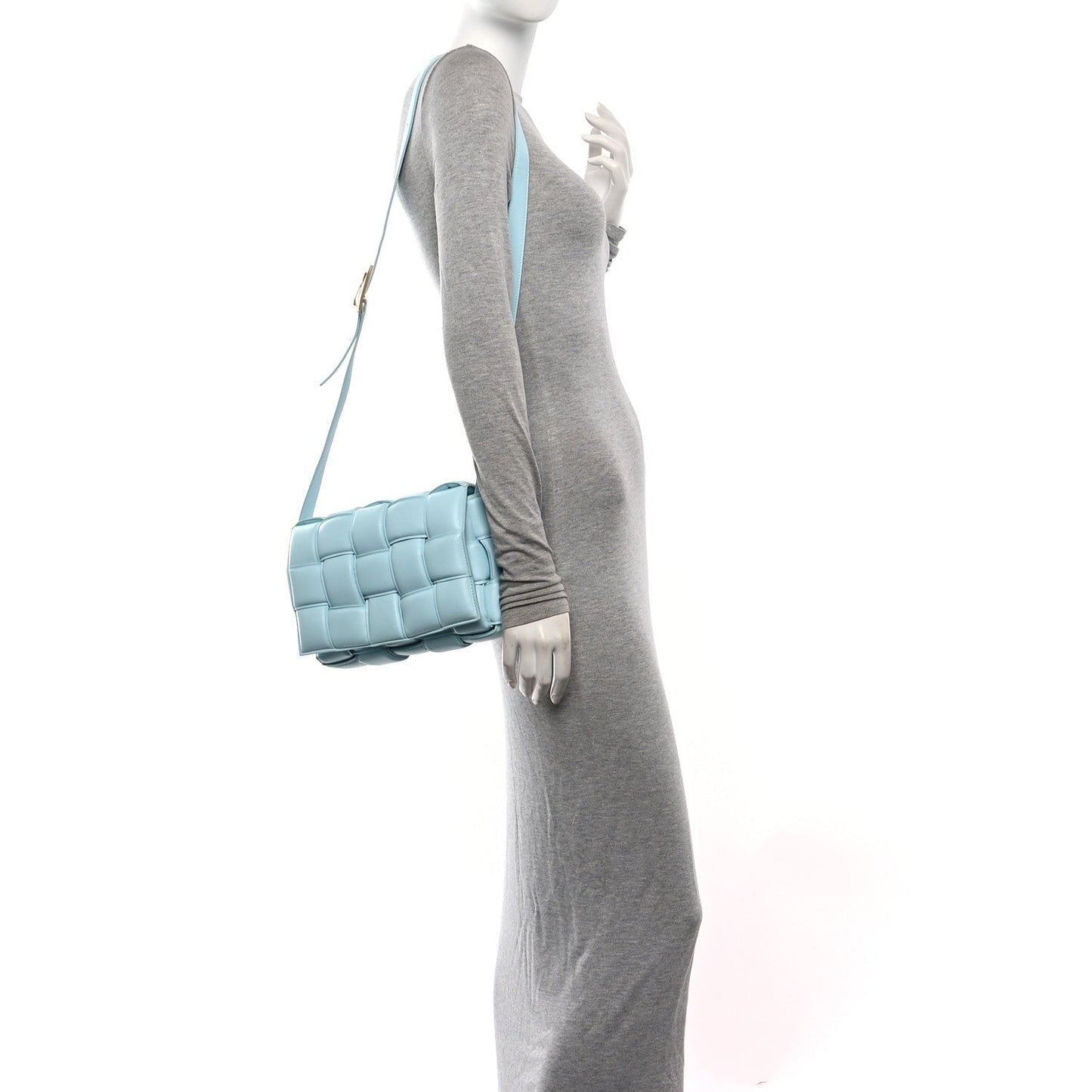 Nappa Maxi Intreccio Padded Cassette Crossbody Bag Ice