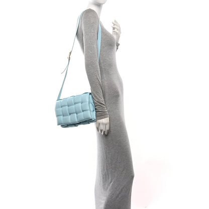 Nappa Maxi Intreccio Padded Cassette Crossbody Bag Ice
