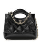 Shiny Lambskin Quilted Micro 31 Clutch With Chain Black