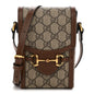 GG Supreme Monogram Mini Horsebit 1955 Crossbody Bag Beige Brown Sugar