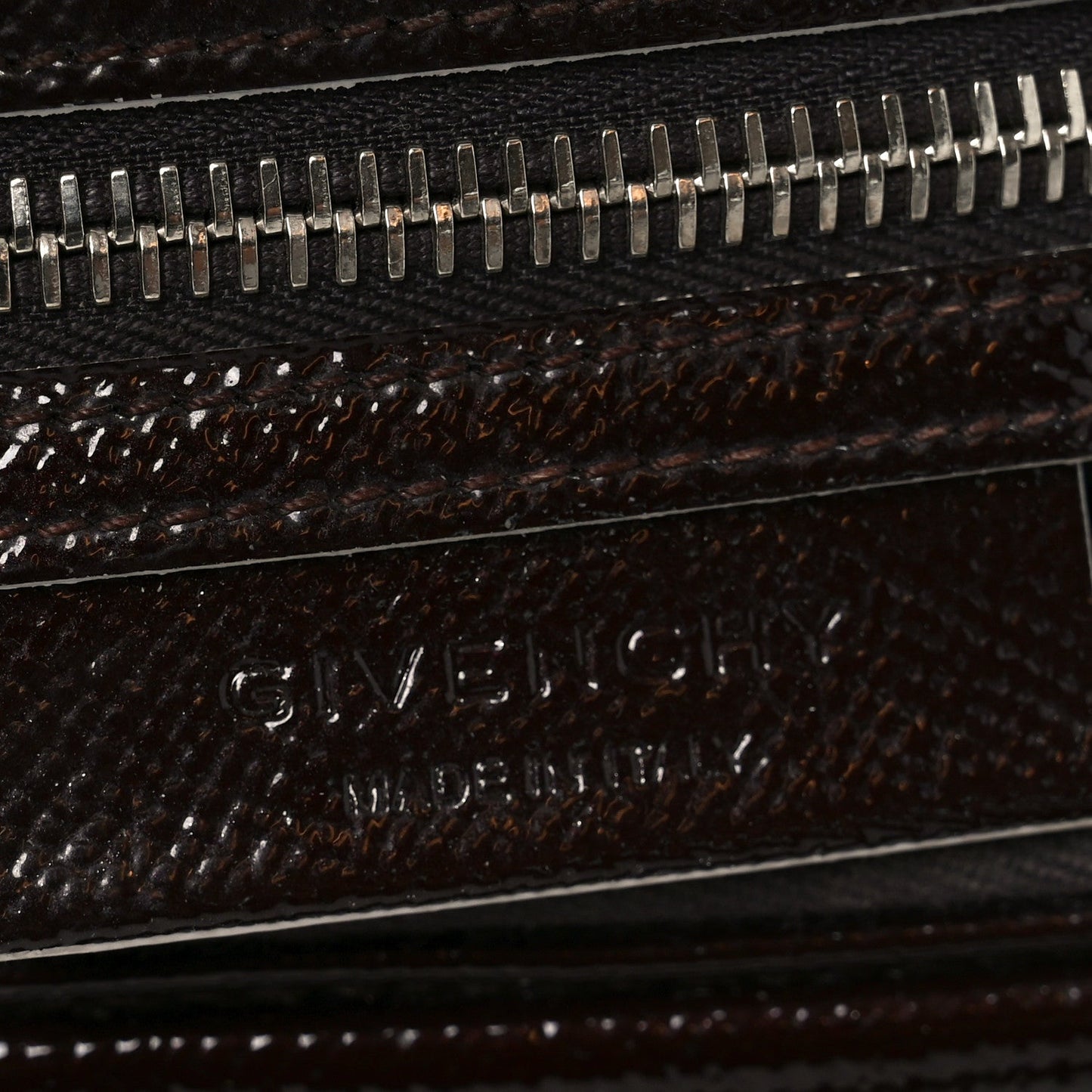 Textured Patent Calfskin Small Tri-Color Antigona Black White Brown