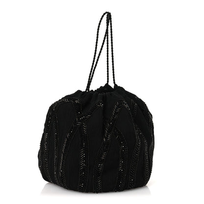 Chiffron Beaded Pochon Souple Bag Black
