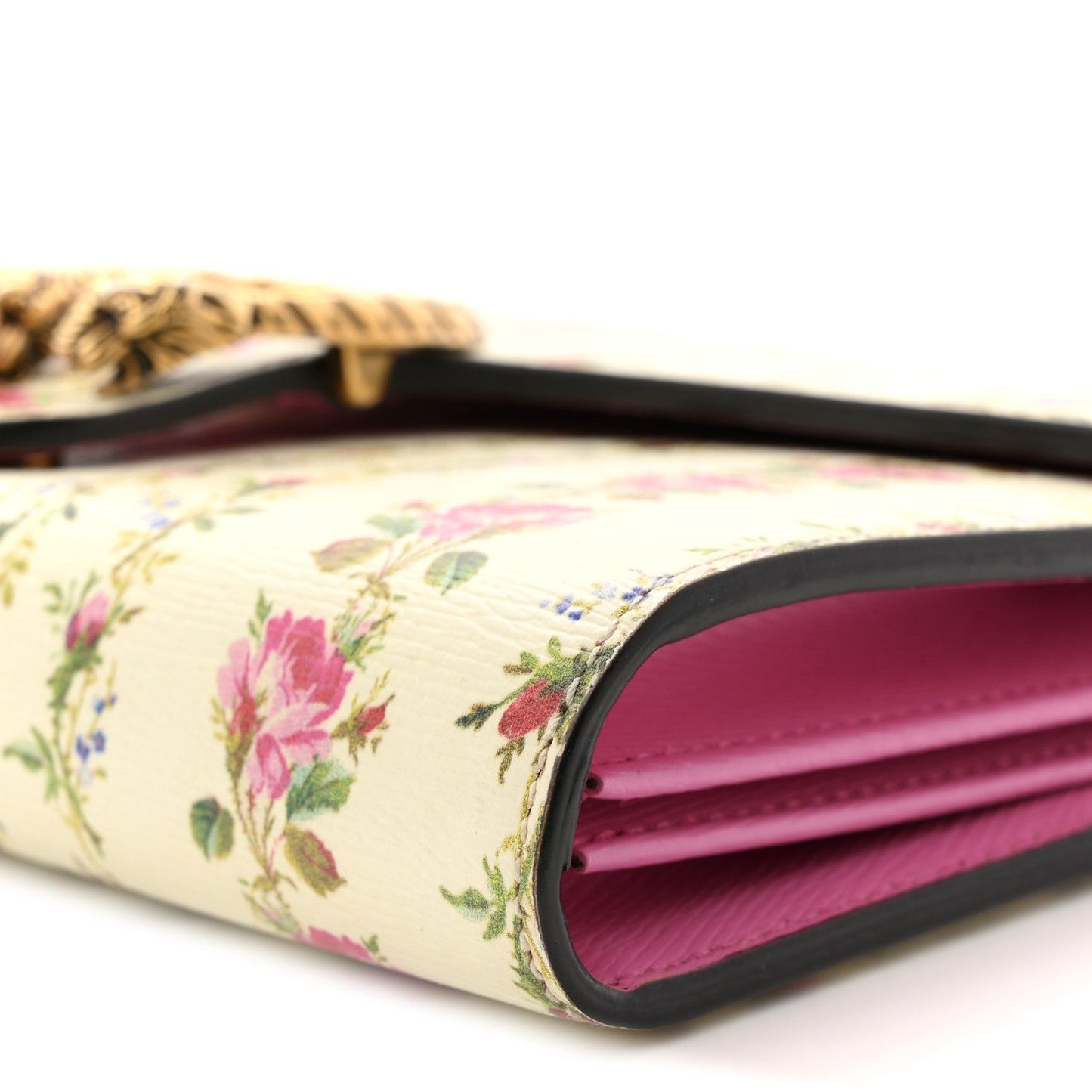 Calfskin Floral Print Mini Dionysus Chain Wallet Ivory Pink