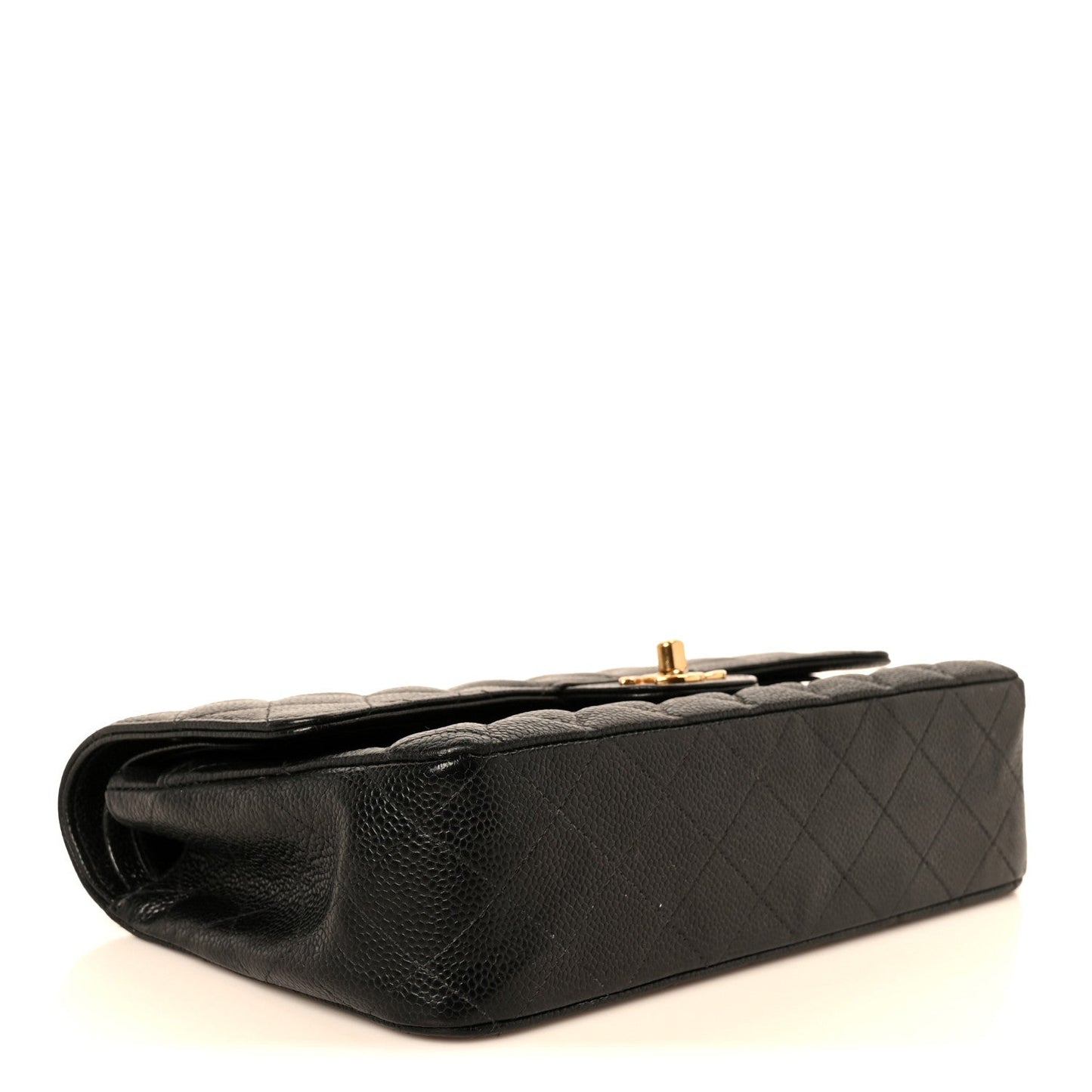 Caviar Quilted Medium Double Flap Black