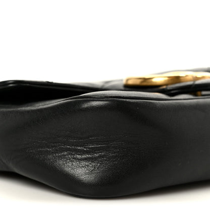 Calfskin Matelasse Super Mini GG Marmont Shoulder Bag Black