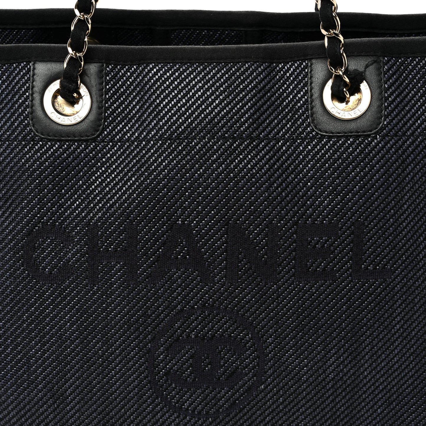 Mixed Fibers Calfskin Small Deauville Tote Black