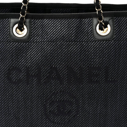 Mixed Fibers Calfskin Small Deauville Tote Black