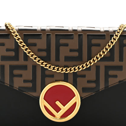 Vitello Cruise F is Fendi Bi-Color FF 1974 Embossed Medium Envelope Wallet On Chain Black Maya