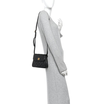 Lambskin Quilted Crossbody Flap Black