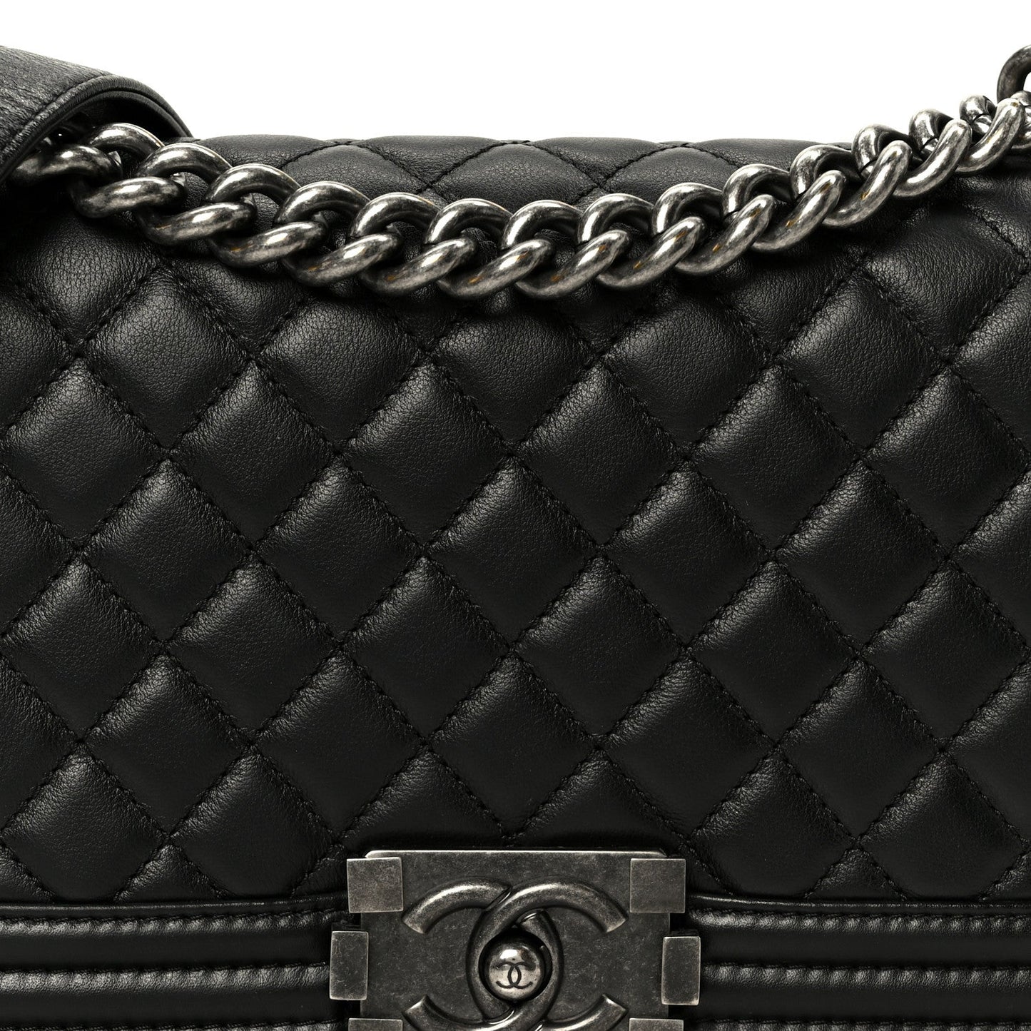 Calfskin Quilted Medium Boy Flap Black