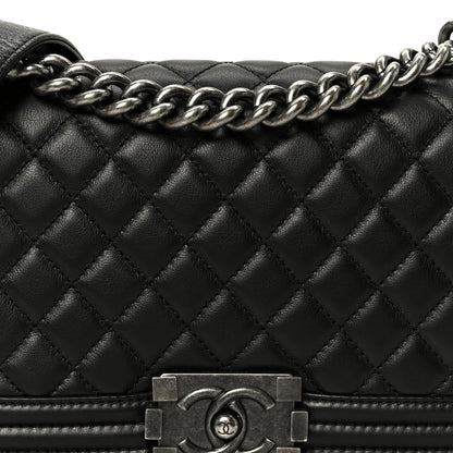 Calfskin Quilted Medium Boy Flap Black