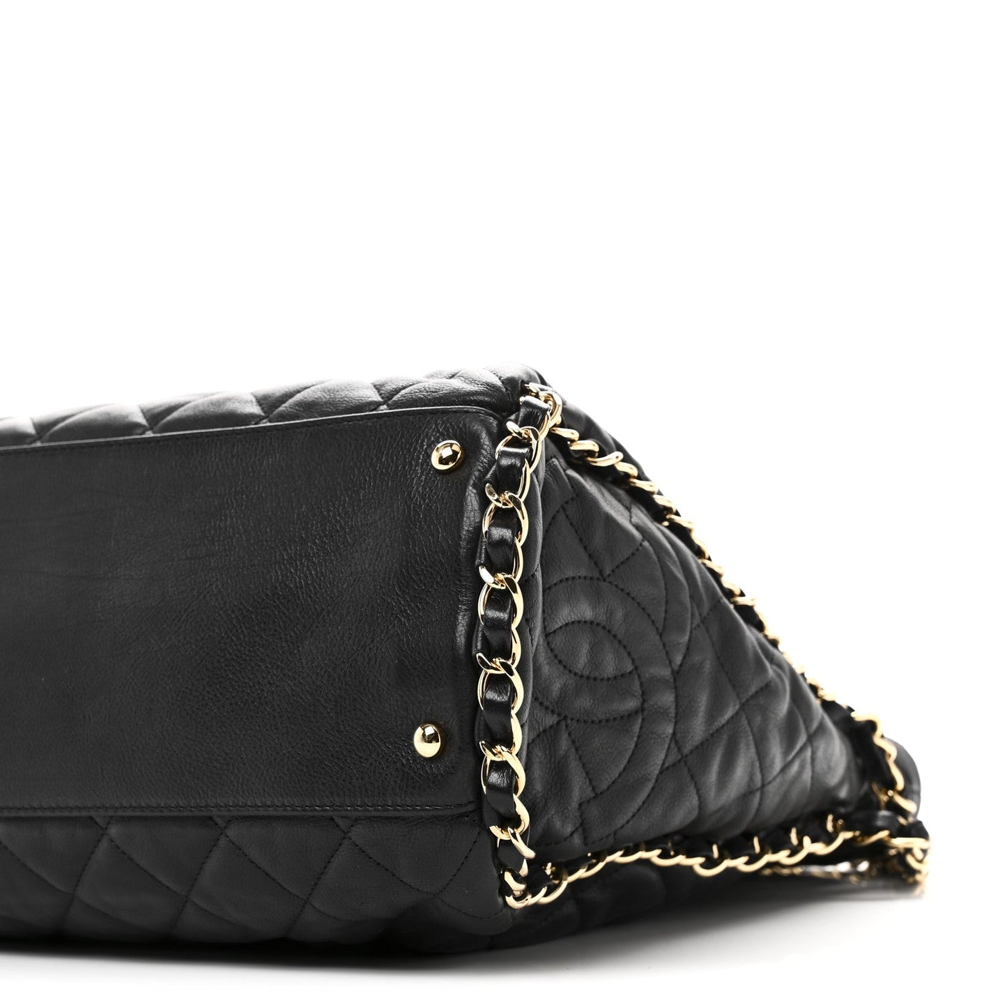 Calfskin Quilted Large Chain Me Hobo Black