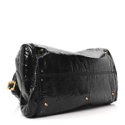 Crinkled Patent Medium Paddington Satchel Black