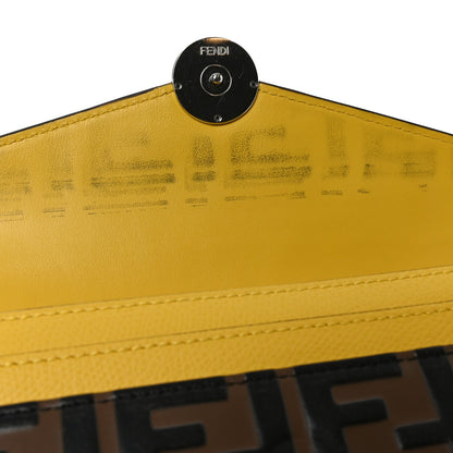 Vitello Cruise F is Fendi Bi-Color FF 1974 Embossed Continental Envelope Wallet On Chain Maya Yellow