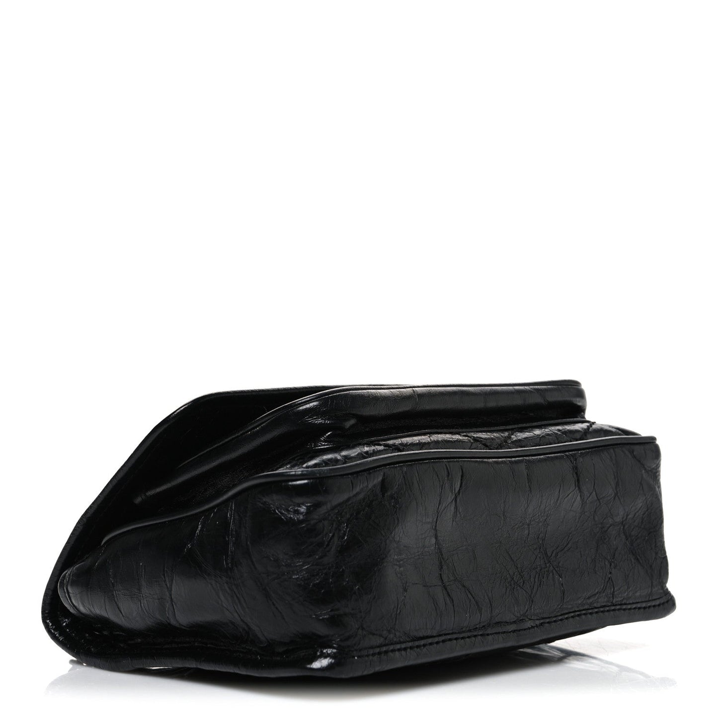 Crinkled Calfskin Matelasse Monogram Baby Niki Chain Satchel Black