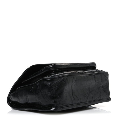 Crinkled Calfskin Matelasse Monogram Baby Niki Chain Satchel Black