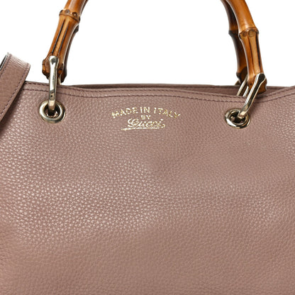 Pebbled Calfskin Medium Bamboo Shopper Tote Dark Cipria