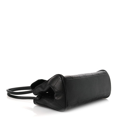 Grained Calfskin Stitched Urban Essentials Small Shopping Bag Black