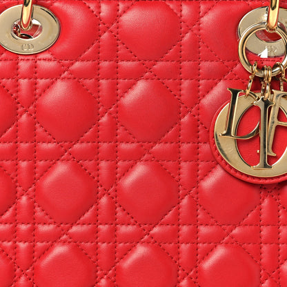 Lambskin Cannage Medium Lady Dior Red