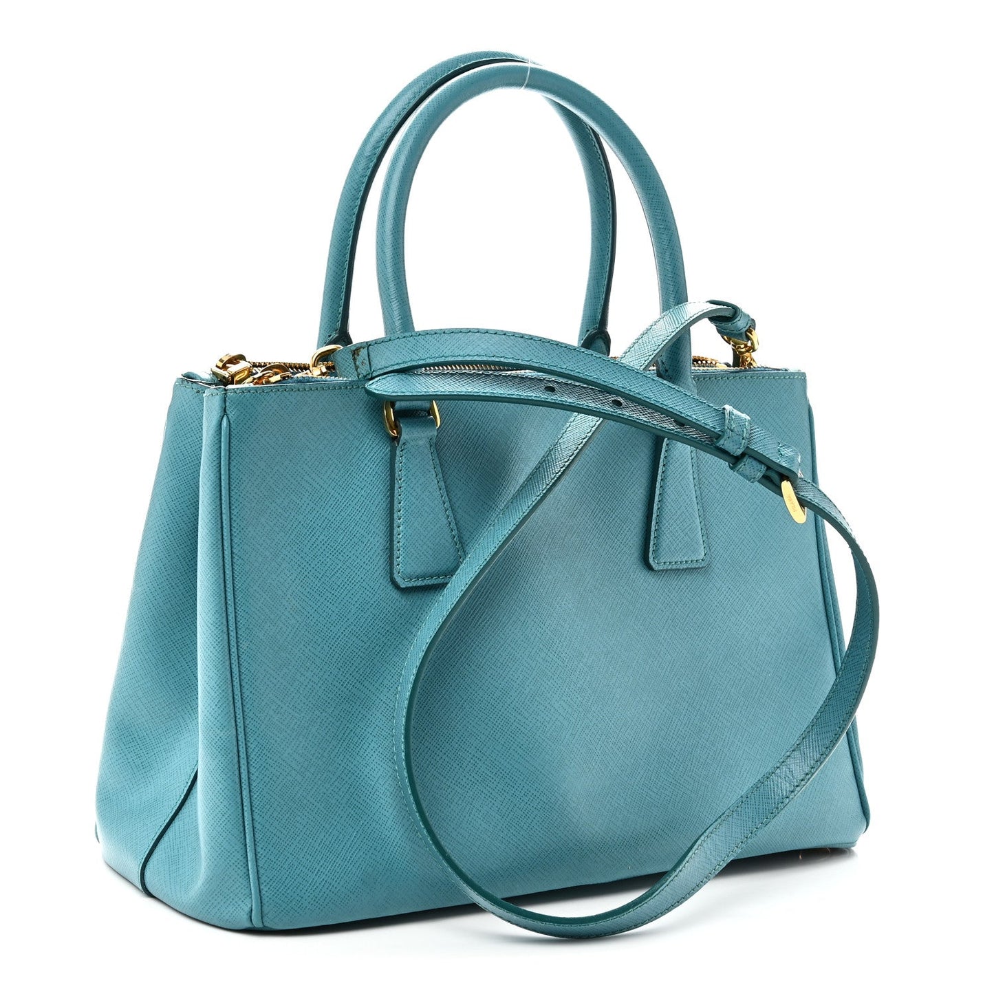 Saffiano Small Galleria Double Zip Tote Turchese