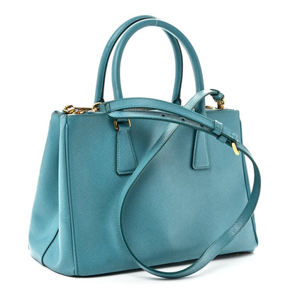 Saffiano Small Galleria Double Zip Tote Turchese