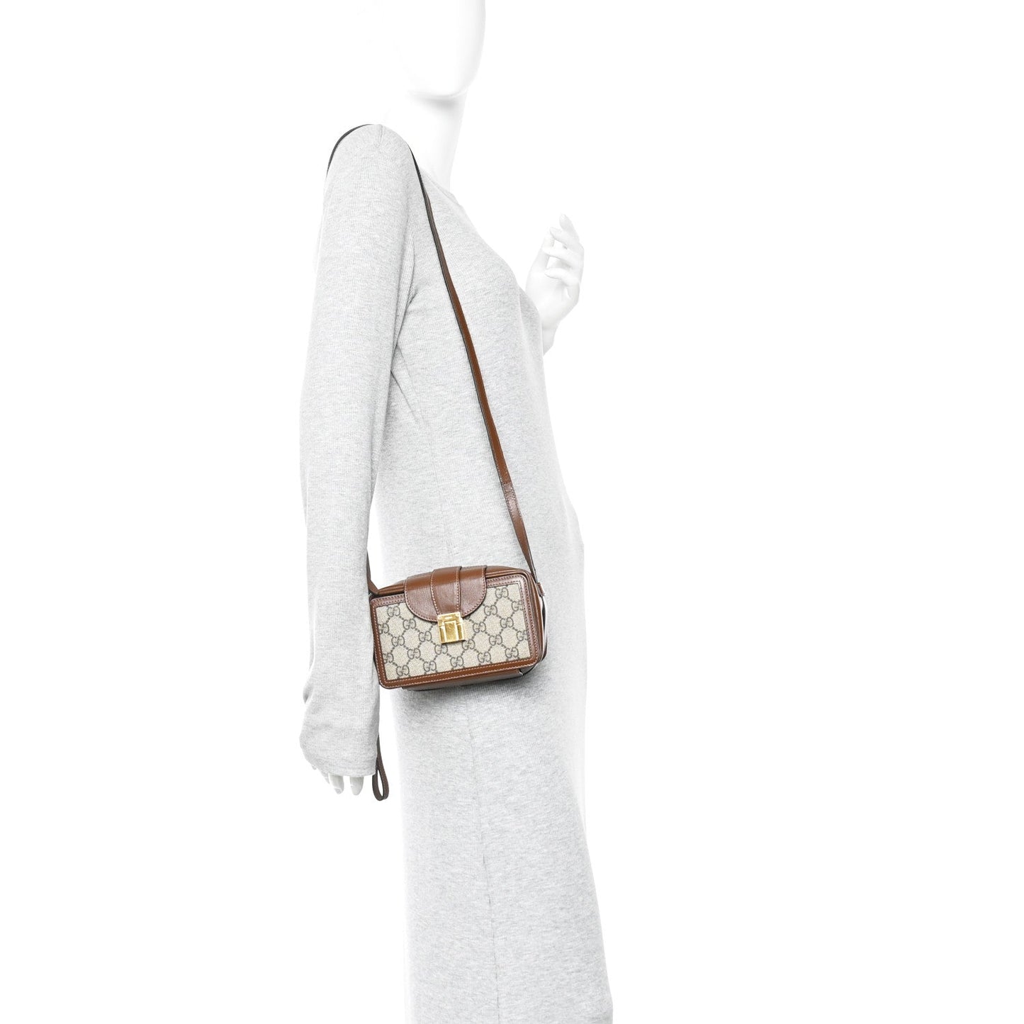 GG Supreme Monogram Mini Clasp Bag Beige Brown