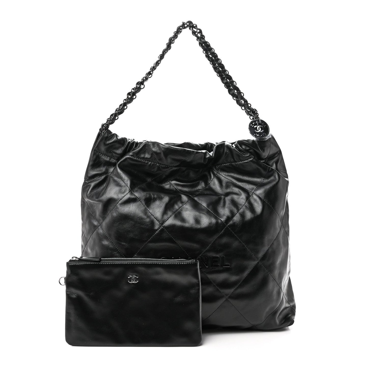 Shiny Calfskin Quilted Chanel 22 So Black