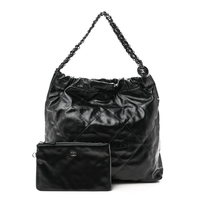 Shiny Calfskin Quilted Chanel 22 So Black