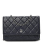 Lambskin Quilted Wallet On Chain WOC Navy Blue