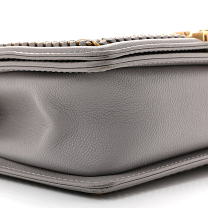 Caviar Quilted Chain Around Medium Boy Flap Grey