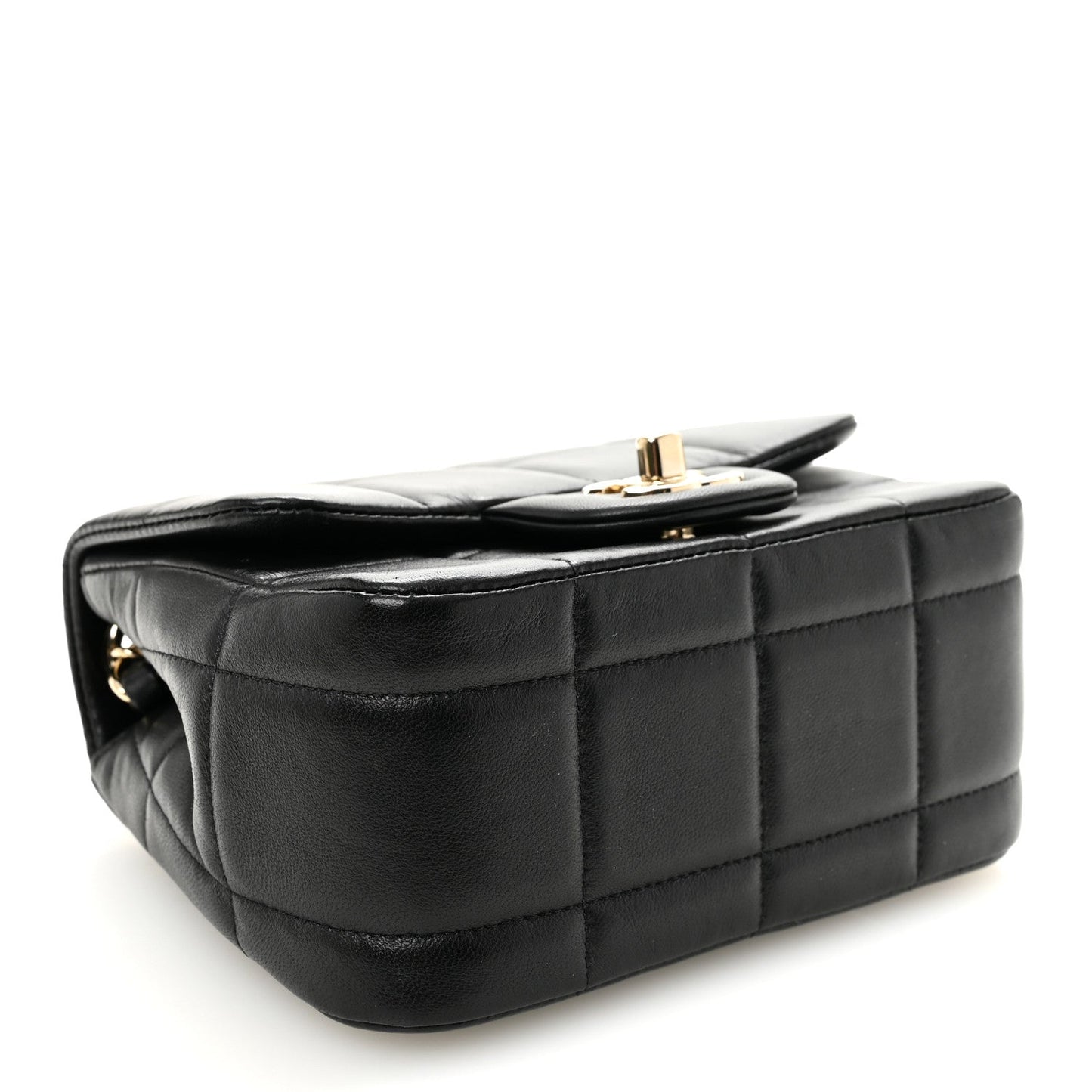 Lambskin Resin Crystal Square Quilted Mini Monacoco Flap Black