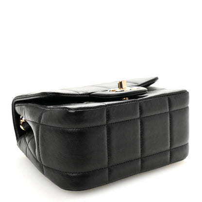 Lambskin Resin Crystal Square Quilted Mini Monacoco Flap Black
