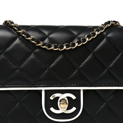 Lambskin Quilted Resin CC Mini Flap Bag Black White