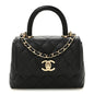 Caviar Quilted Coco Handle Clutch With Chain Black