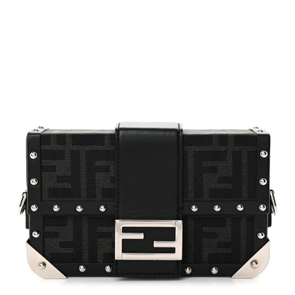 Recycled Fabric Jacquard Vitello Astro FF 1974 Mini Baguette Trunk Asfalto Black