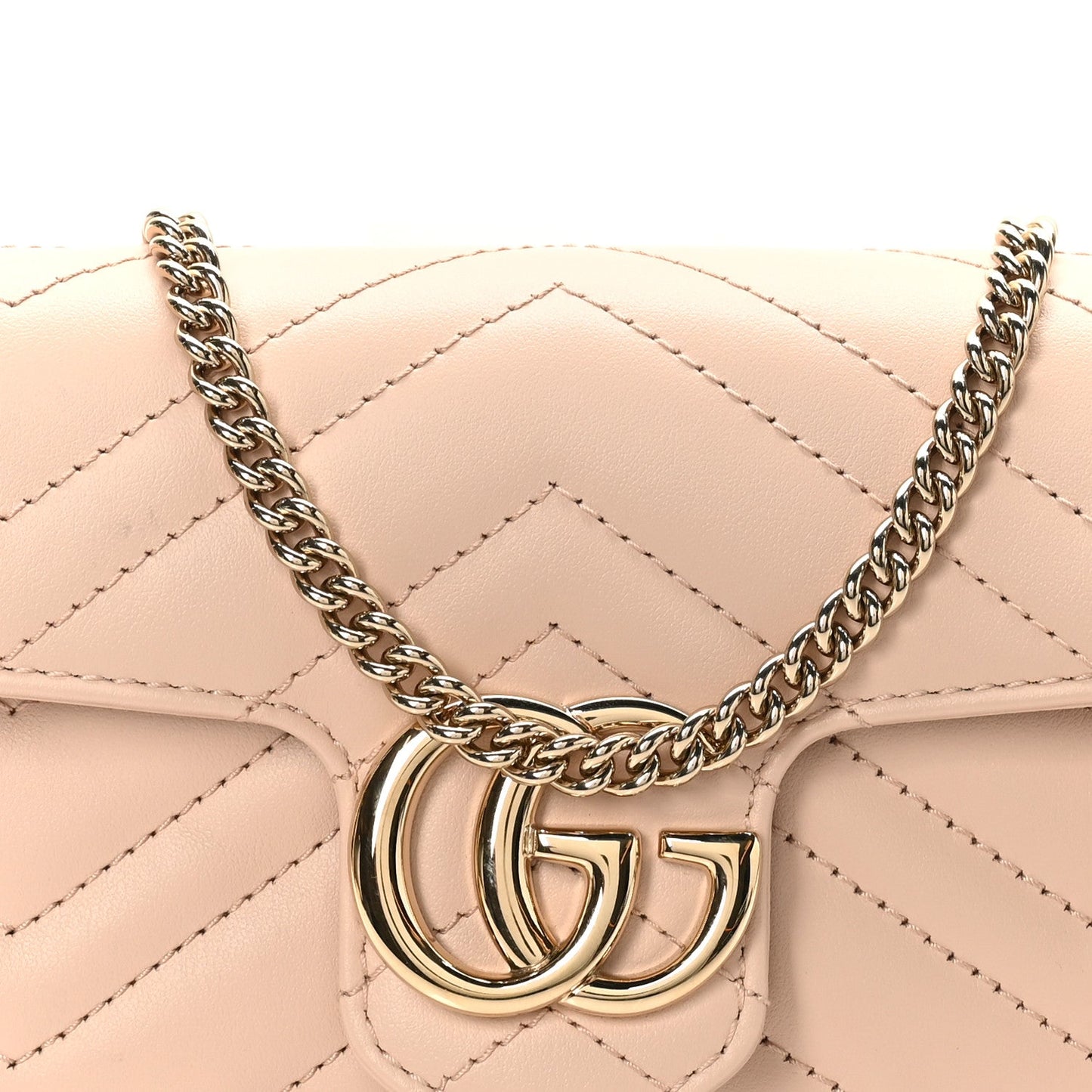 Calfskin Matelasse Super Mini GG Marmont Shoulder Bag Beige